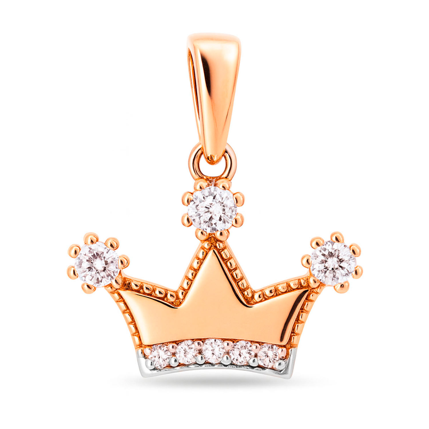 Anhänger Krone aus 585 Rotgold mit Zirkonia