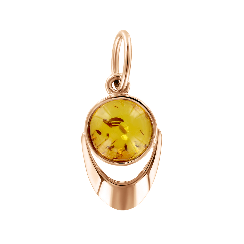 Anhänger aus Rotgold 585, mit Bernstein, Höhe ca. 22 mm