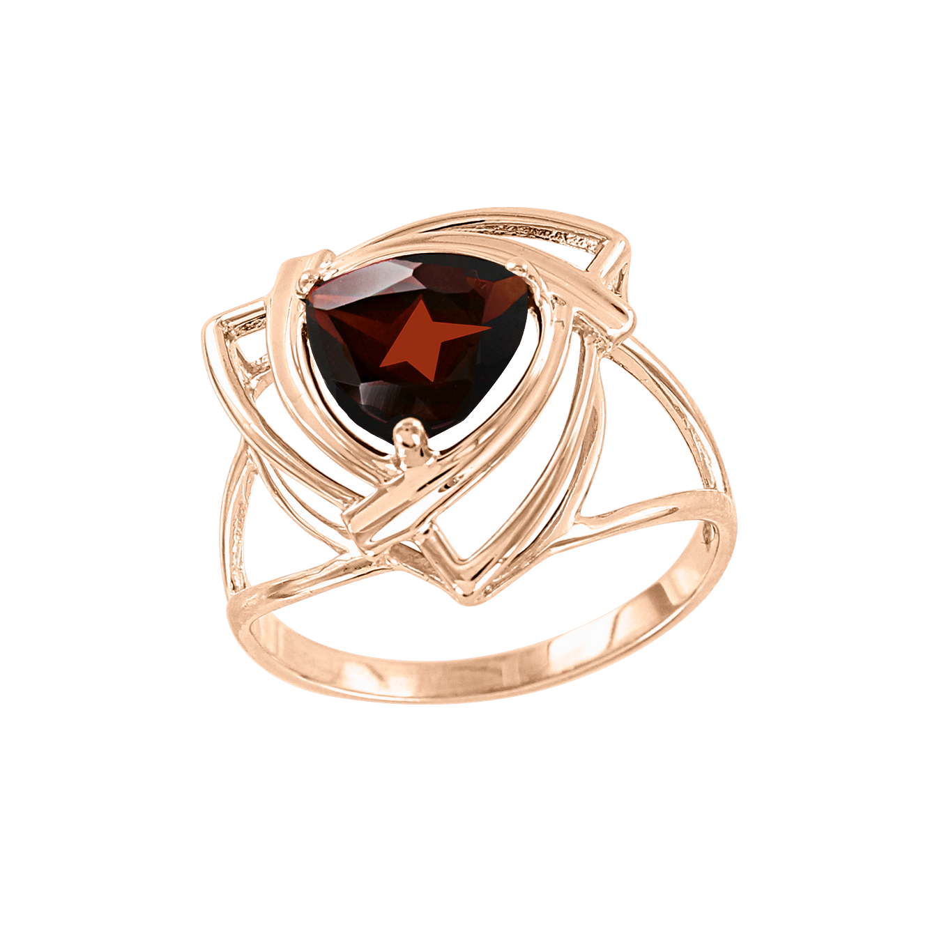 Eleganter Damenring, Rotgold 585, mit Granat