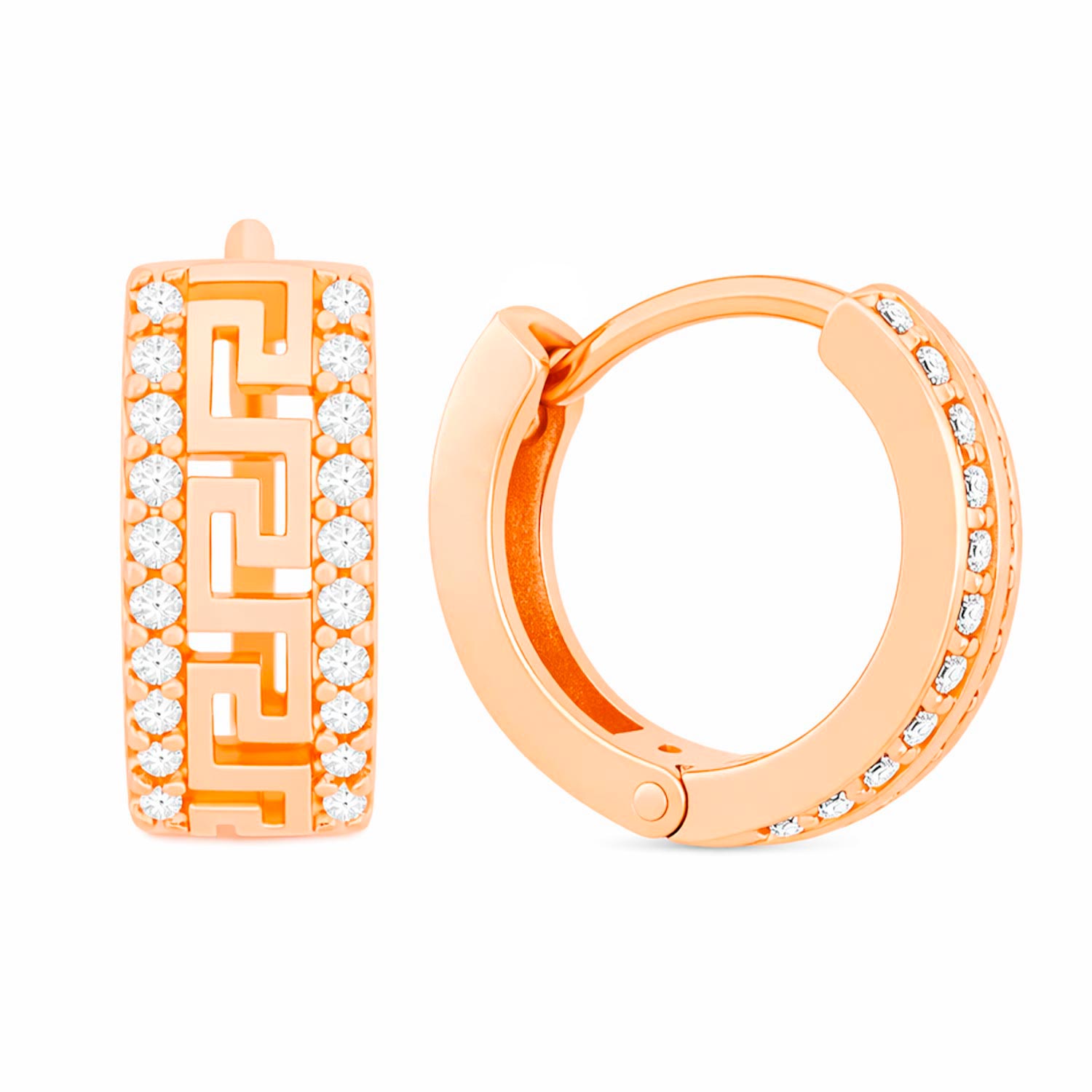 Creolen aus 585 Rotgold mt Zirkonia 2-reihig