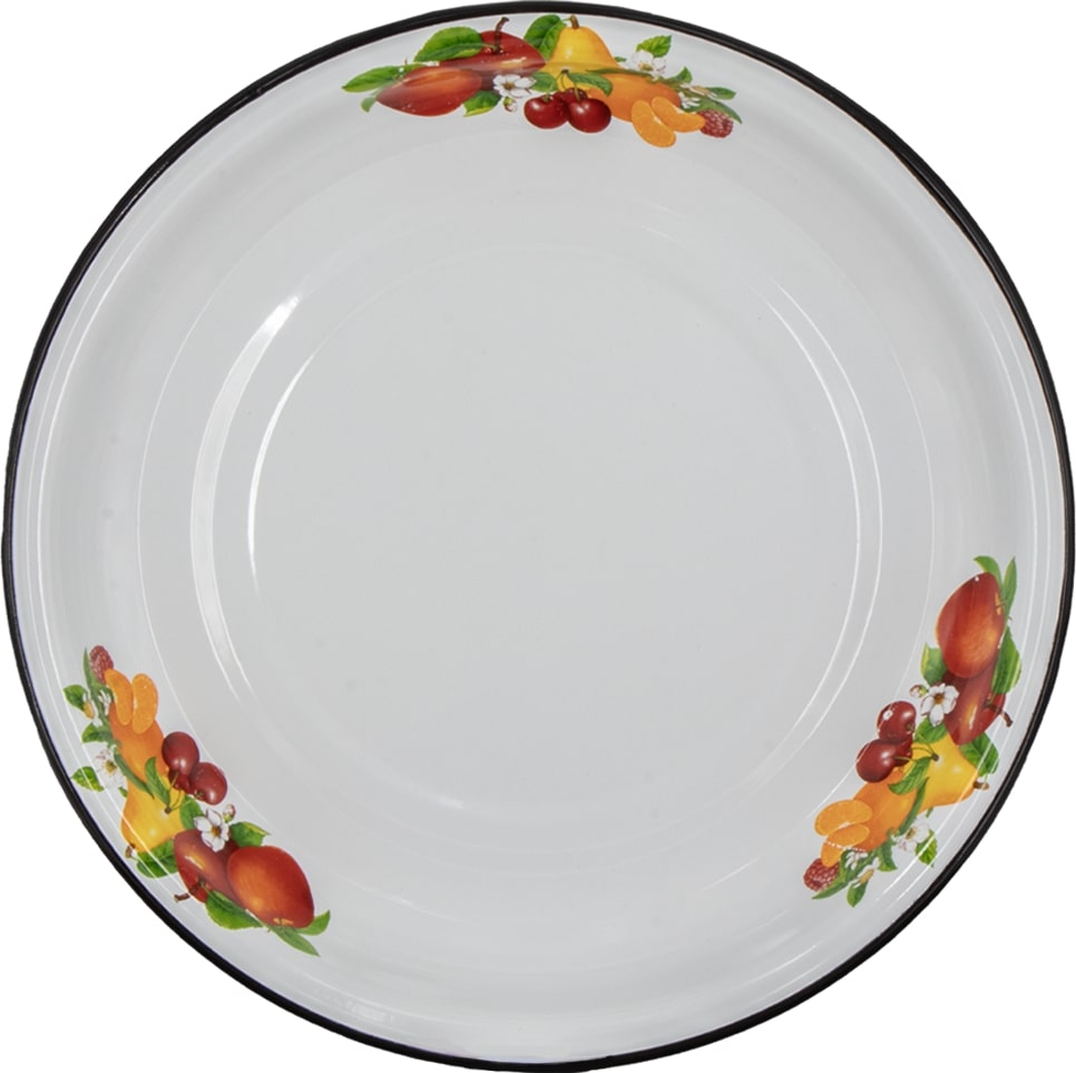 Lysvenskiye Emaillen runde Platte Fruchtparadies emailliert ∅50 cm, 7 L