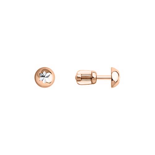 attraktiv Ohrstecker, Rotgold 585, mit Diamant-Facetten, Durchmesser ca. 5 mm