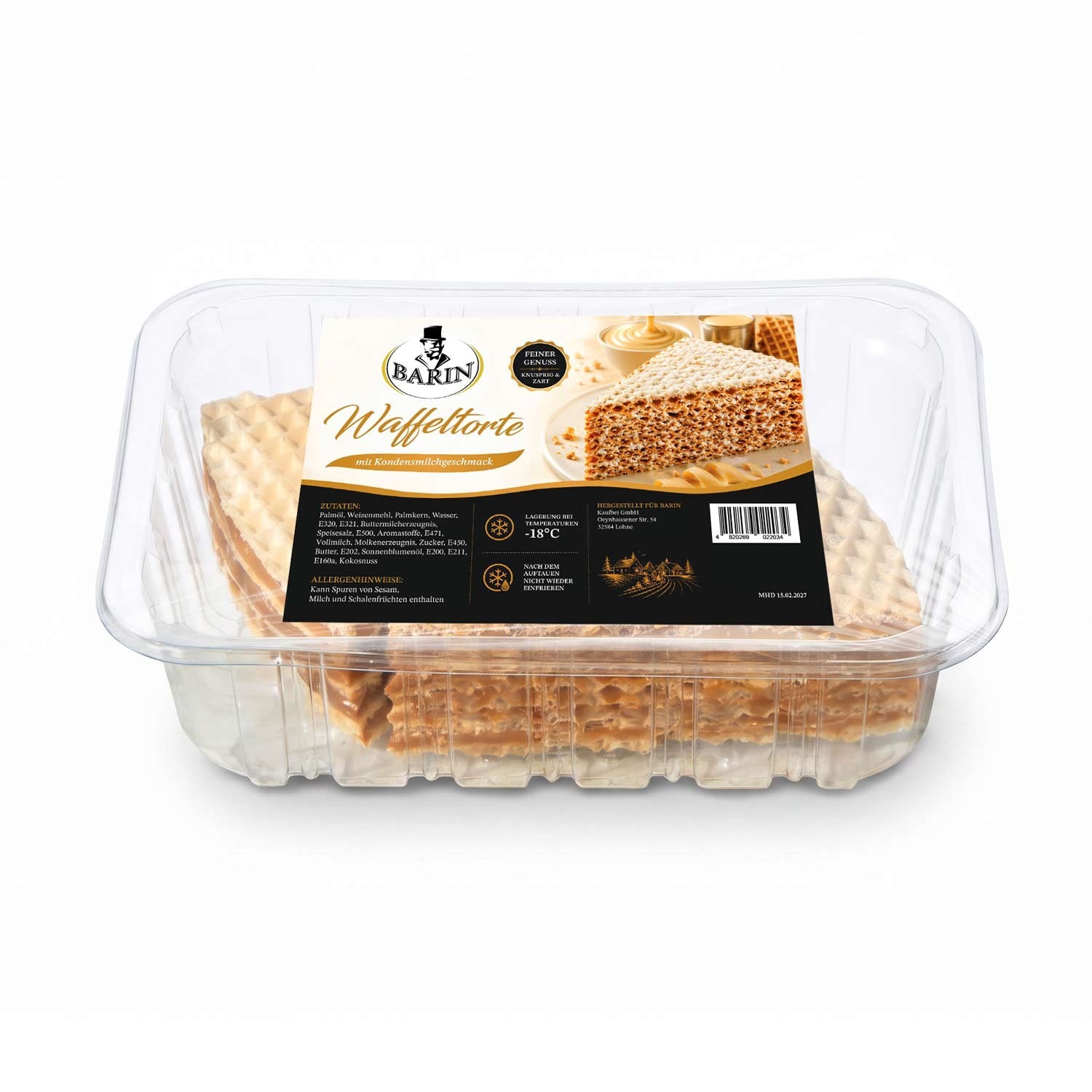 BARIN Waffelschnitten mit Füllung, mit Geschmack karamellisierter Kondensmilch, 180g (tiefgefroren)