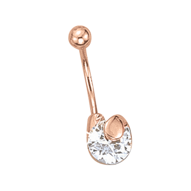 Netter Bauchpiercing aus Rotgold 585, mit Zirkonia, Länge ca. 25 mm
