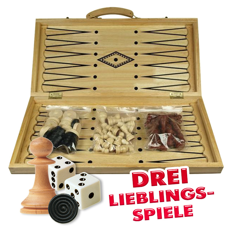 Schach-, Dame- & Backgammonspiel (Nardy) 3-in-1