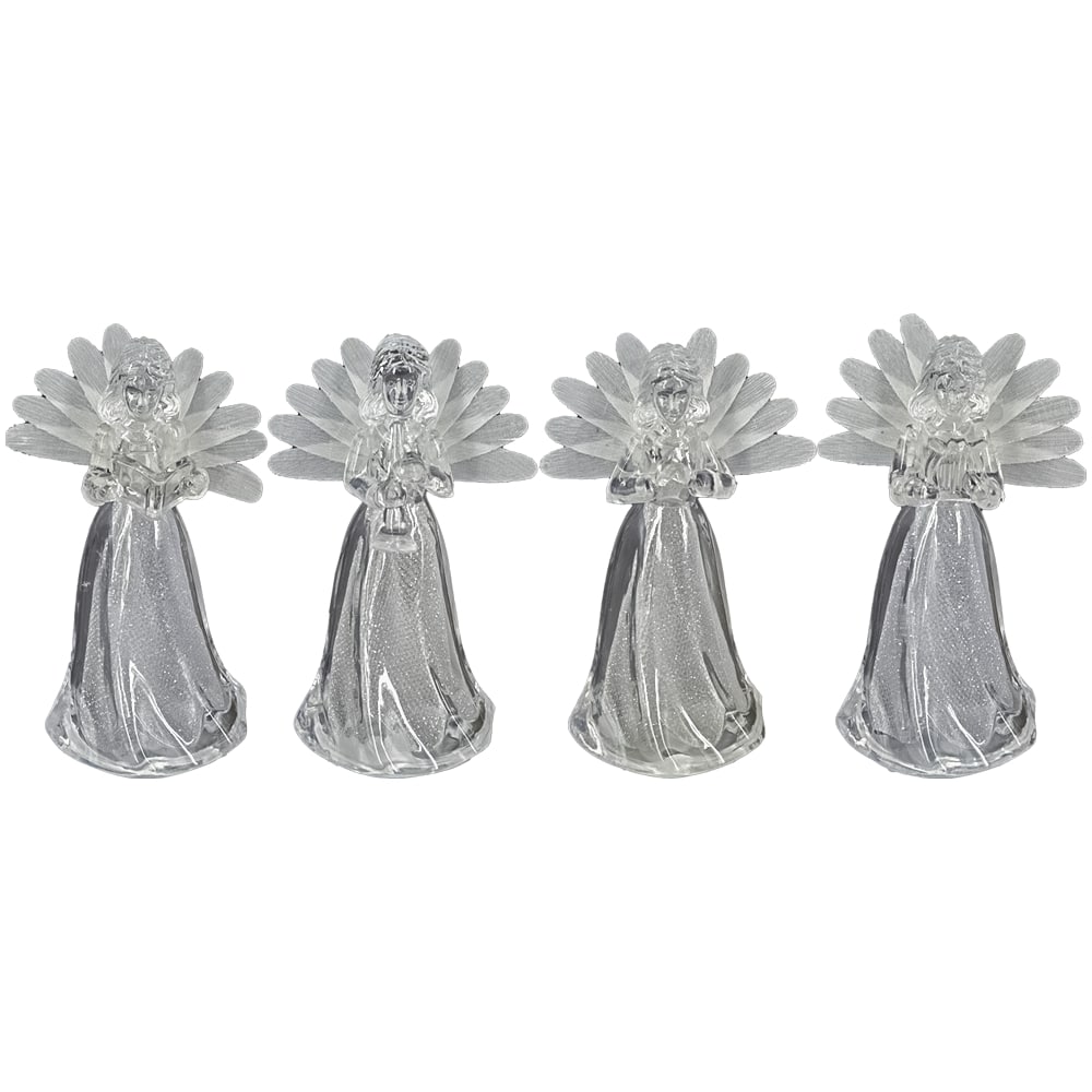 Dekofiguren Engel mit beleuchtenden Flügeln Set 12tlg, 10 cm