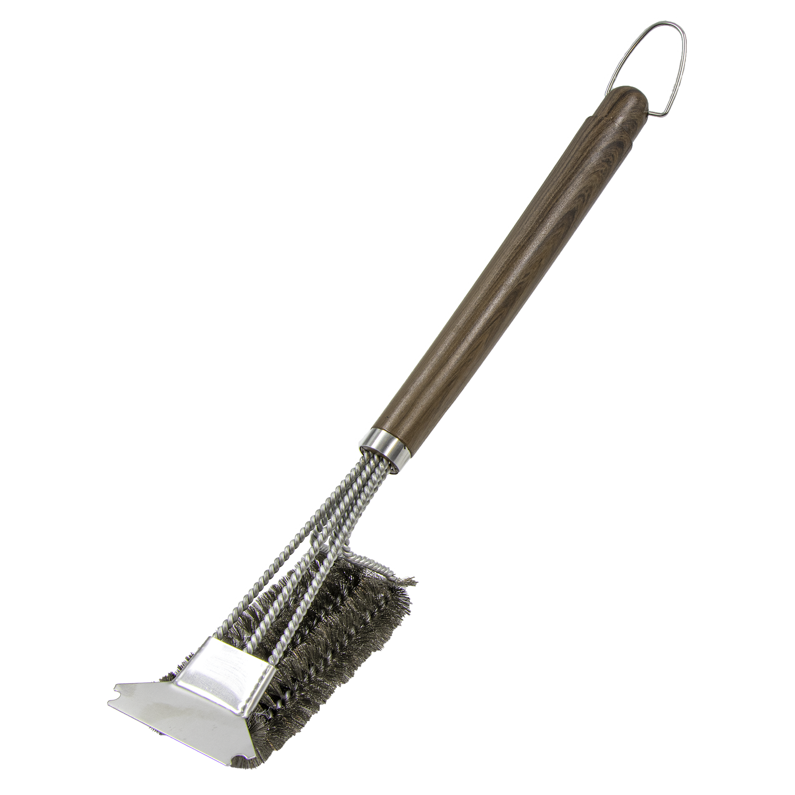 Drahtborsten Grillbürste mit Schaber 3-fach Reinigungsbürste, 41 cm