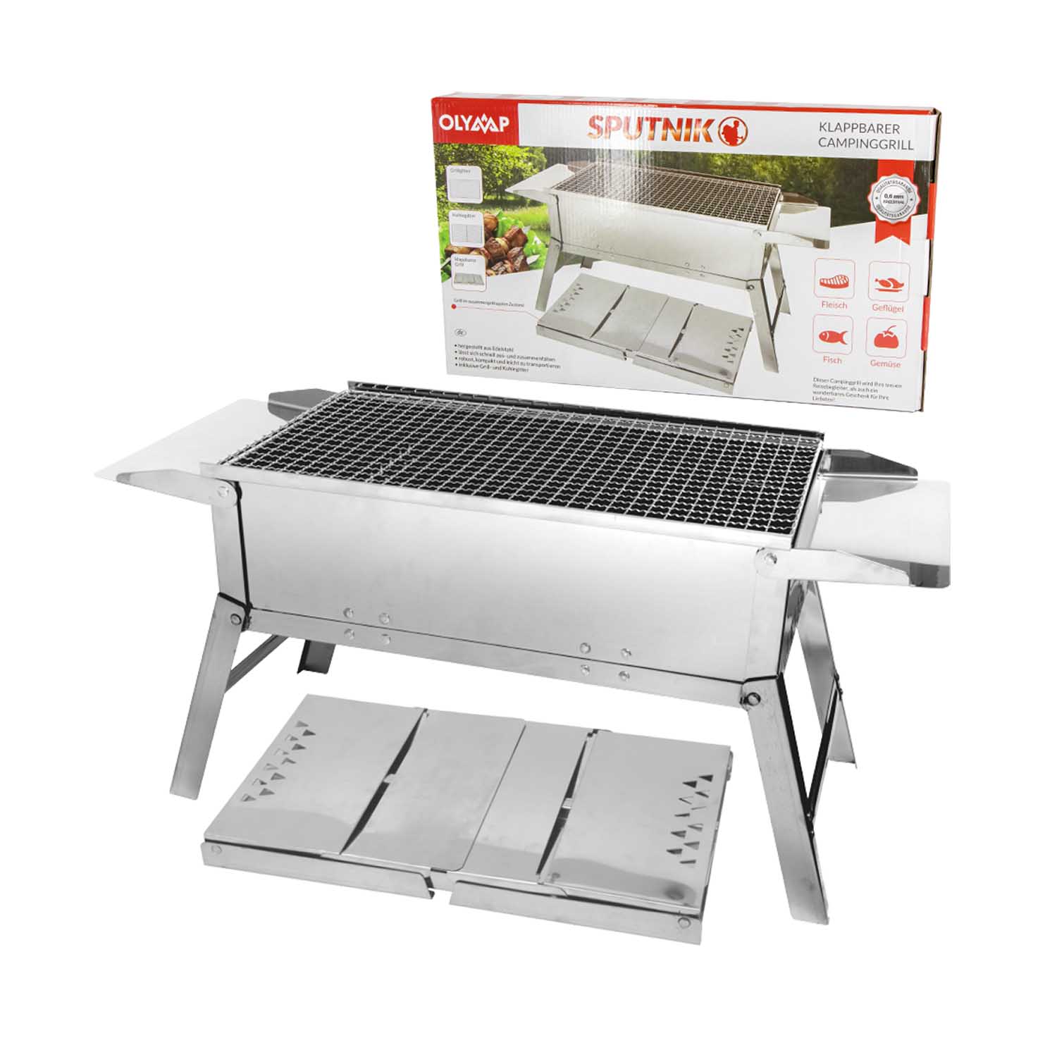 SPUTNIK Klappbarer Campinggrill aus Edelstahl