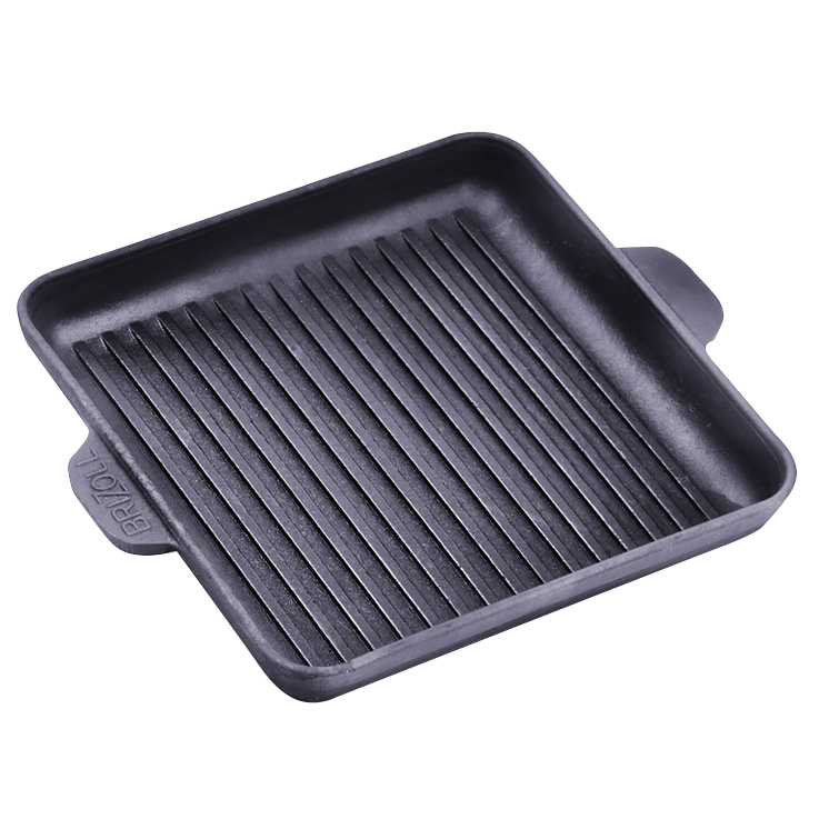Gusseisen Grill-Servierpfanne, quadratisch "Brizoll" H181825G, 18 x 18 x 2,5 cm