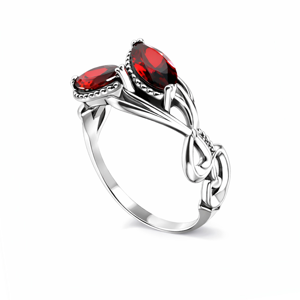 Eleganter Damenring aus 925er Silber mit Granat