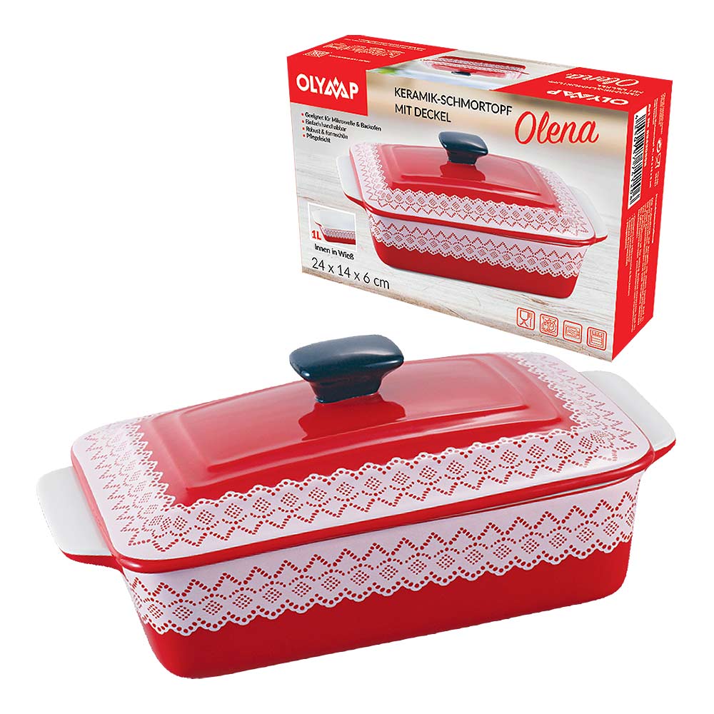 OLYMP Keramik-Schmortopf mit Deckel "OLENA", 1L