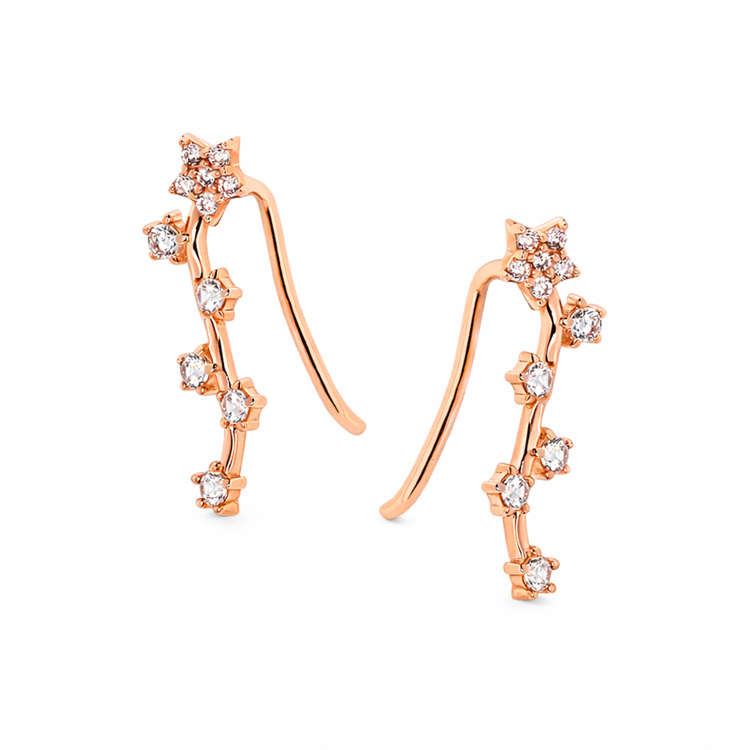 Ohrringe aus 585 Rotgold in Blumenform mit Zirkonia