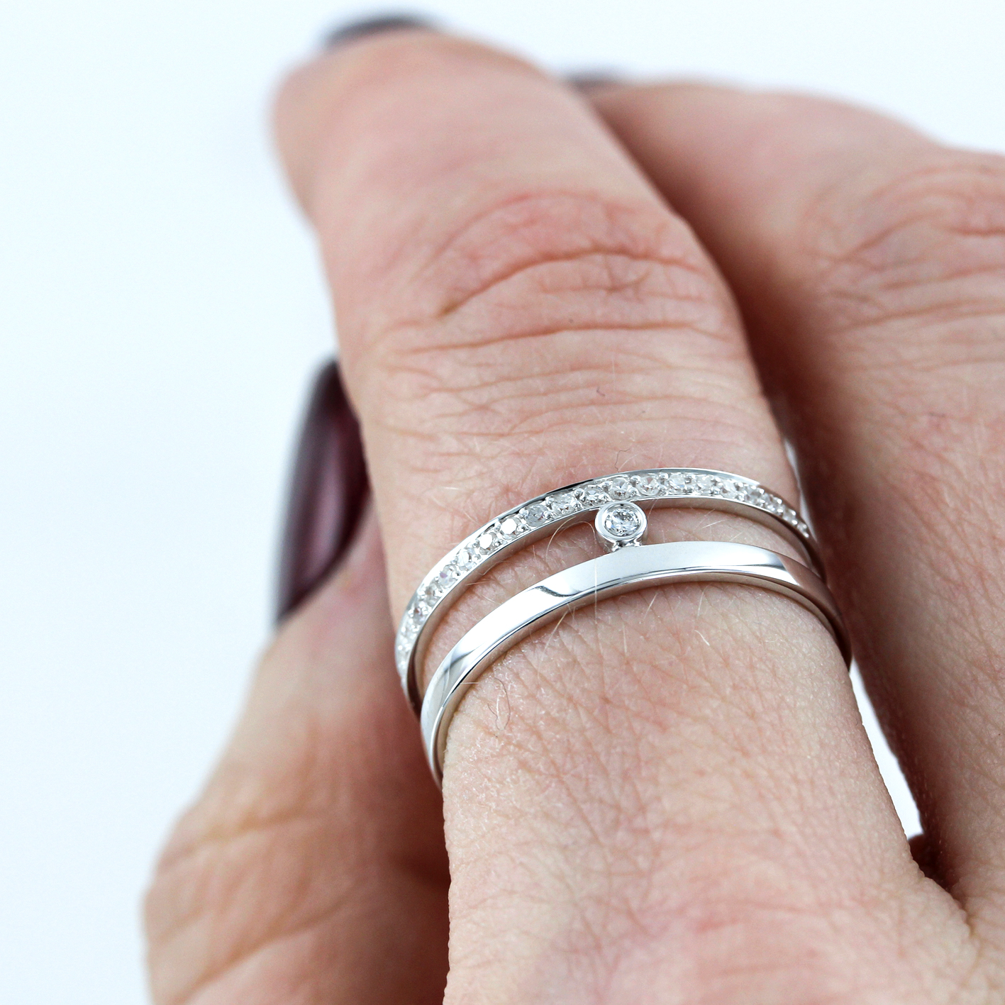 Damenring aus 585 Weißgold mit Brillanten 0,131 ct. WSI