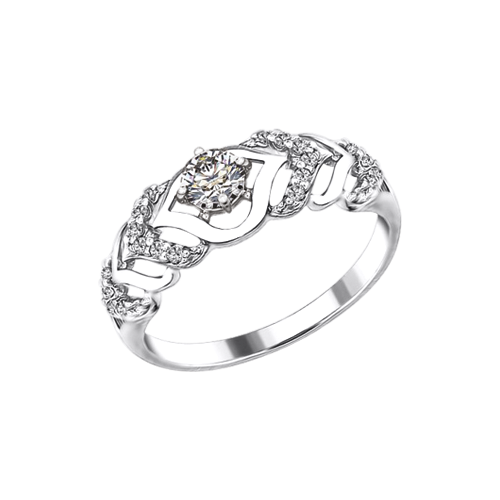 Charmanter Damenring, Silber 925, mit 21 Zirkonia, Frontbreite ca. 7 mm