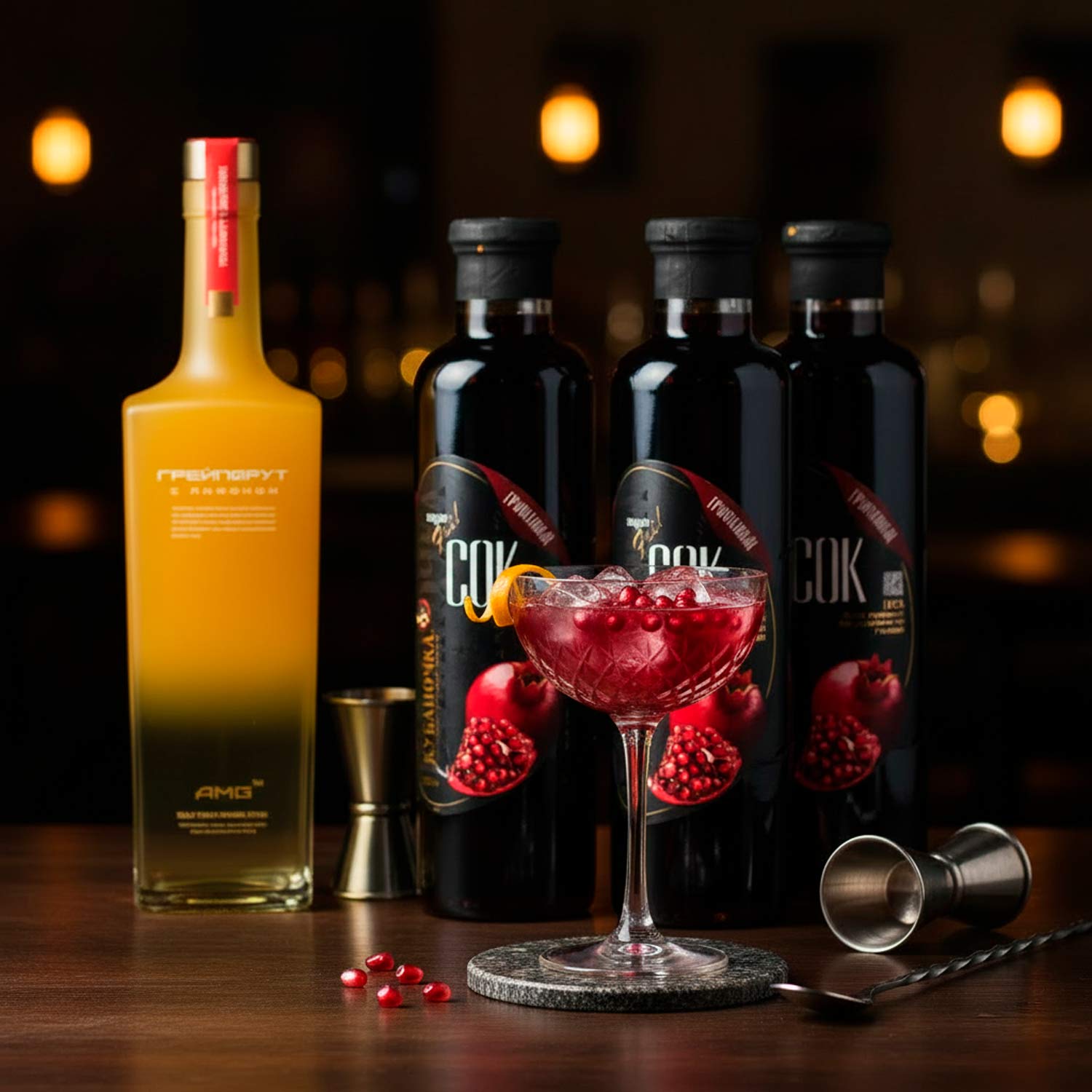 Cocktail-Set „Granatapfel-Cosmopolitan mit Zitrus-Vodka“ – Eleganz in jedem Schluck