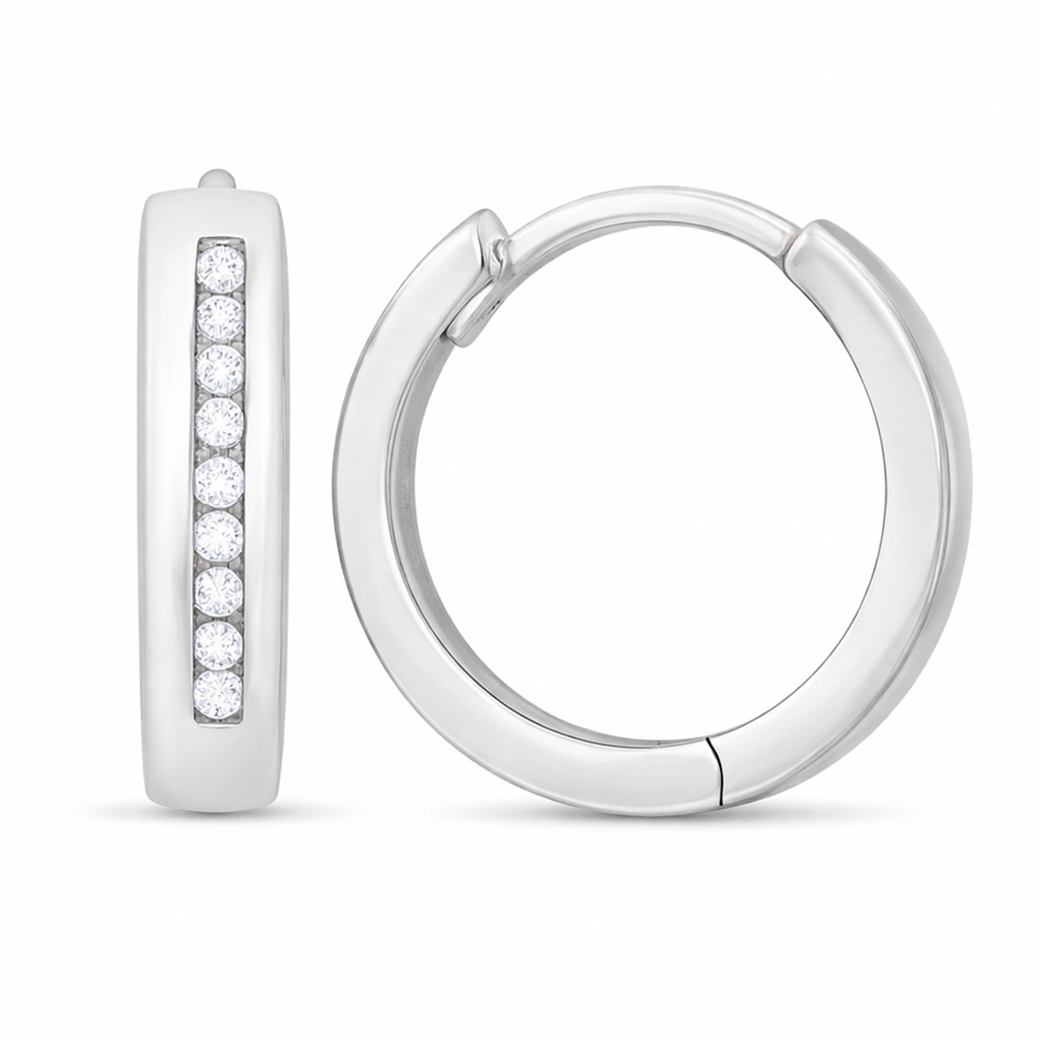 Kleine Creolen aus 925 Silber mit Zirkonia, Schnappverschluss