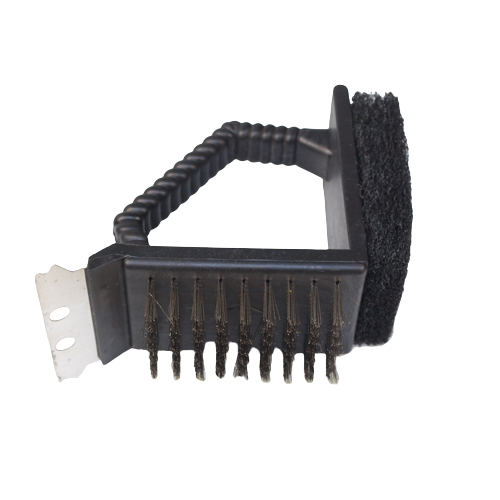 3-in-1 Bürste für Grillrost mit Griff