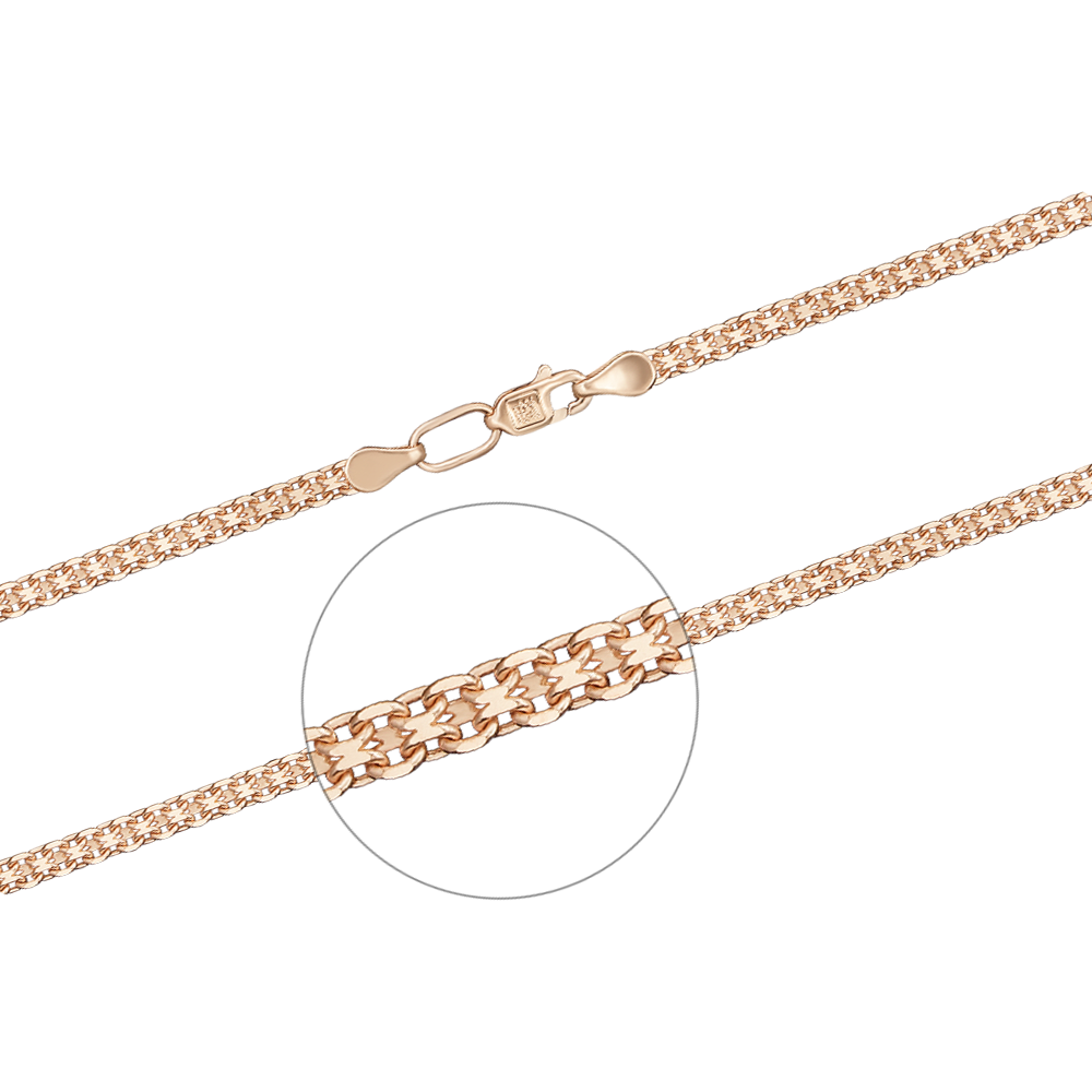Attraktives Goldkette und Armband, Russisches Rotgold 585, Breite ca. 3,2 mm