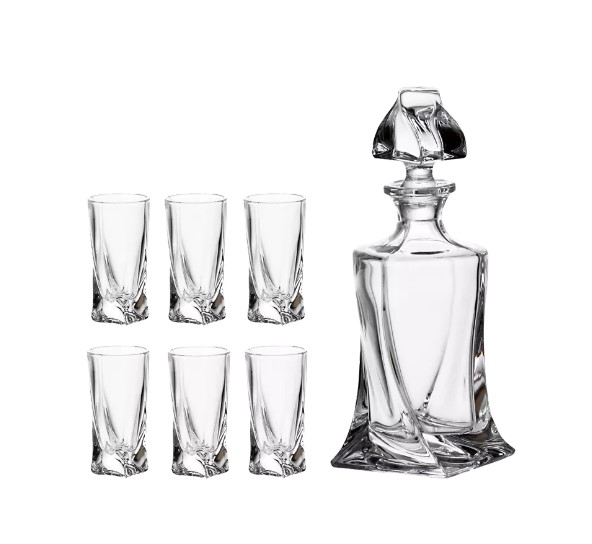 Stauf Set "QUADRO" Karaffe, 500 ml + 6 Gläser, 50 ml