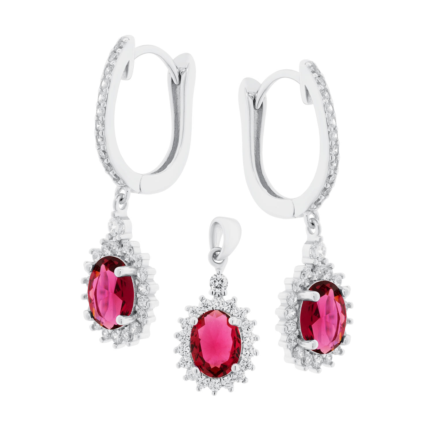 Schmuckset aus 925 Silber mit Zirkonia – Ohrhänger und Anhänger im edlen Design