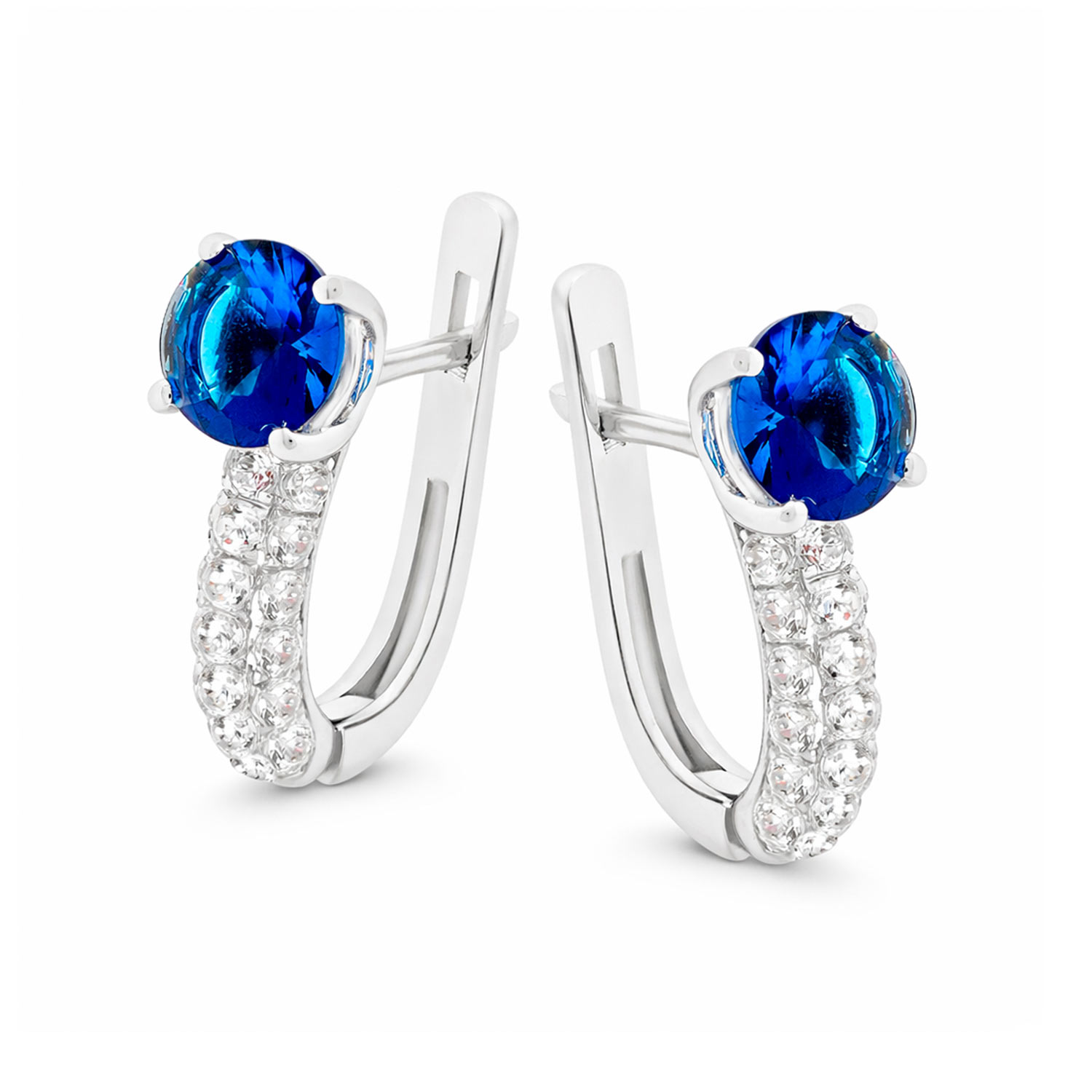 Sokolov Ohrringe aus 925 Silber mit blauen Glaskristallen und farblosen Zirkonia