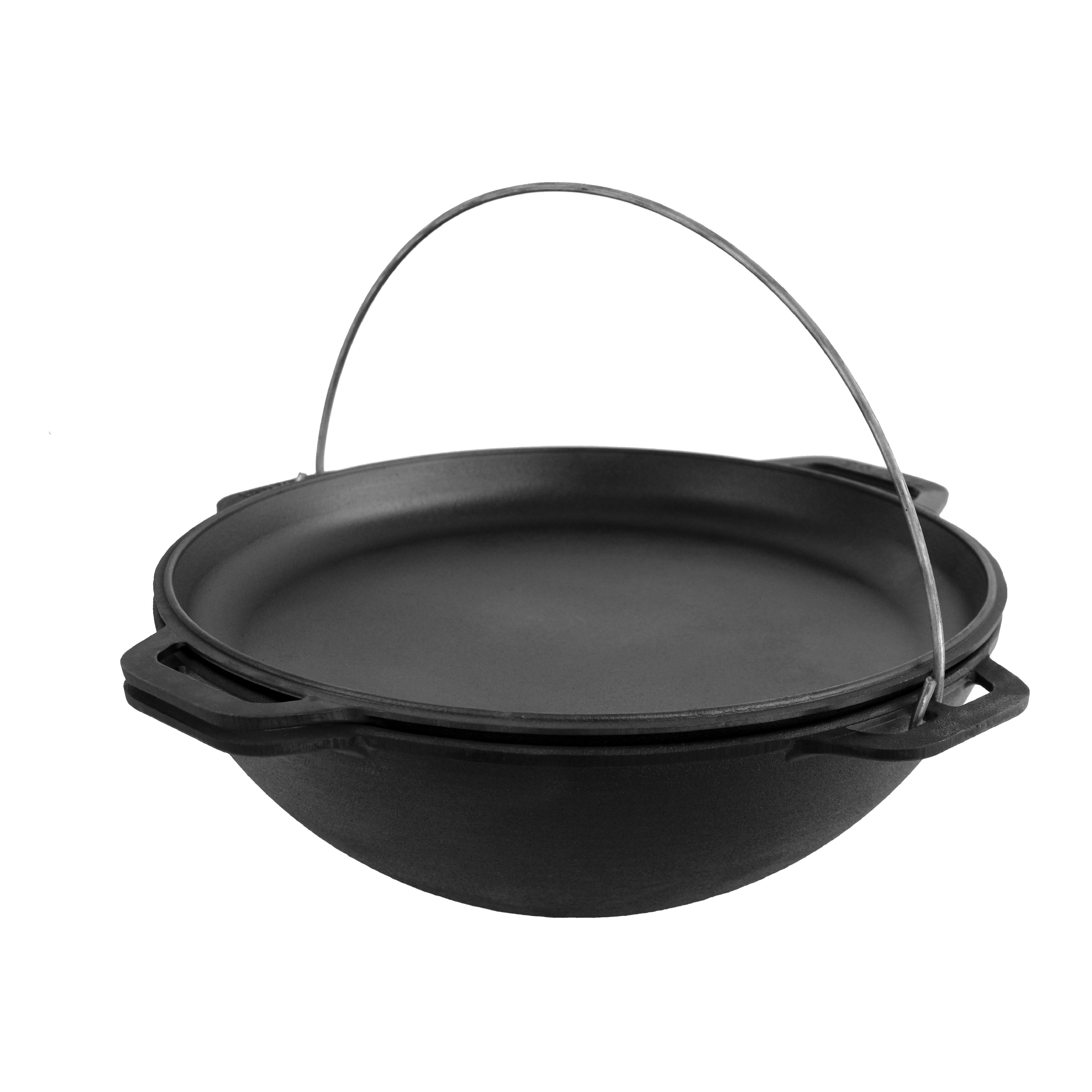 BriZoll WOK mit Pfannendeckel aus Gusseisen, 8 L