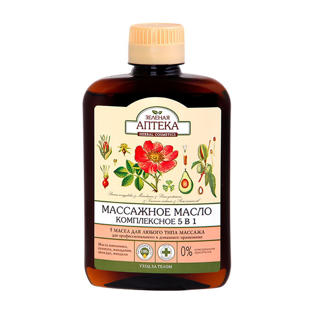Grüne Apotheke Massageöl 5 in 1 komplexe Wirkung,  200 ml