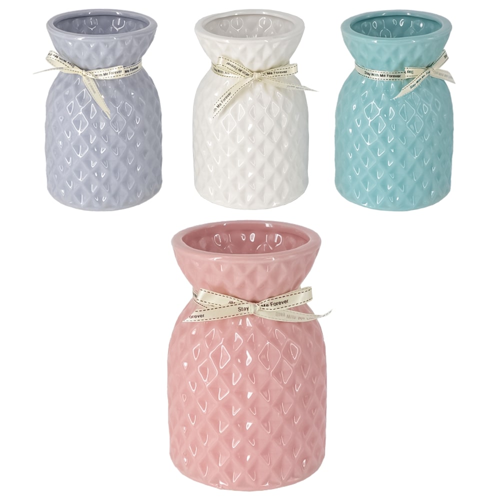 Geprägte Keramikvase mit Zierband, 18 x 12 cm