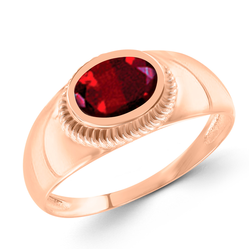 Attraktiver Damenring aus 585er Rotgold mit Granat