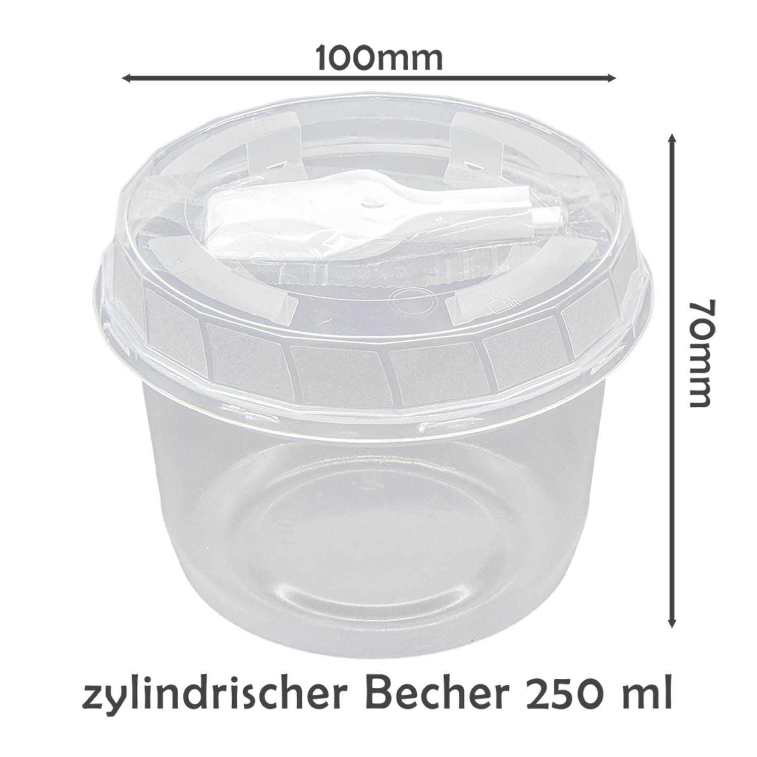 Einweg Feinkostbecher Set Becher mit Deckel Ø95mm und Löffel, 250ml, 50St