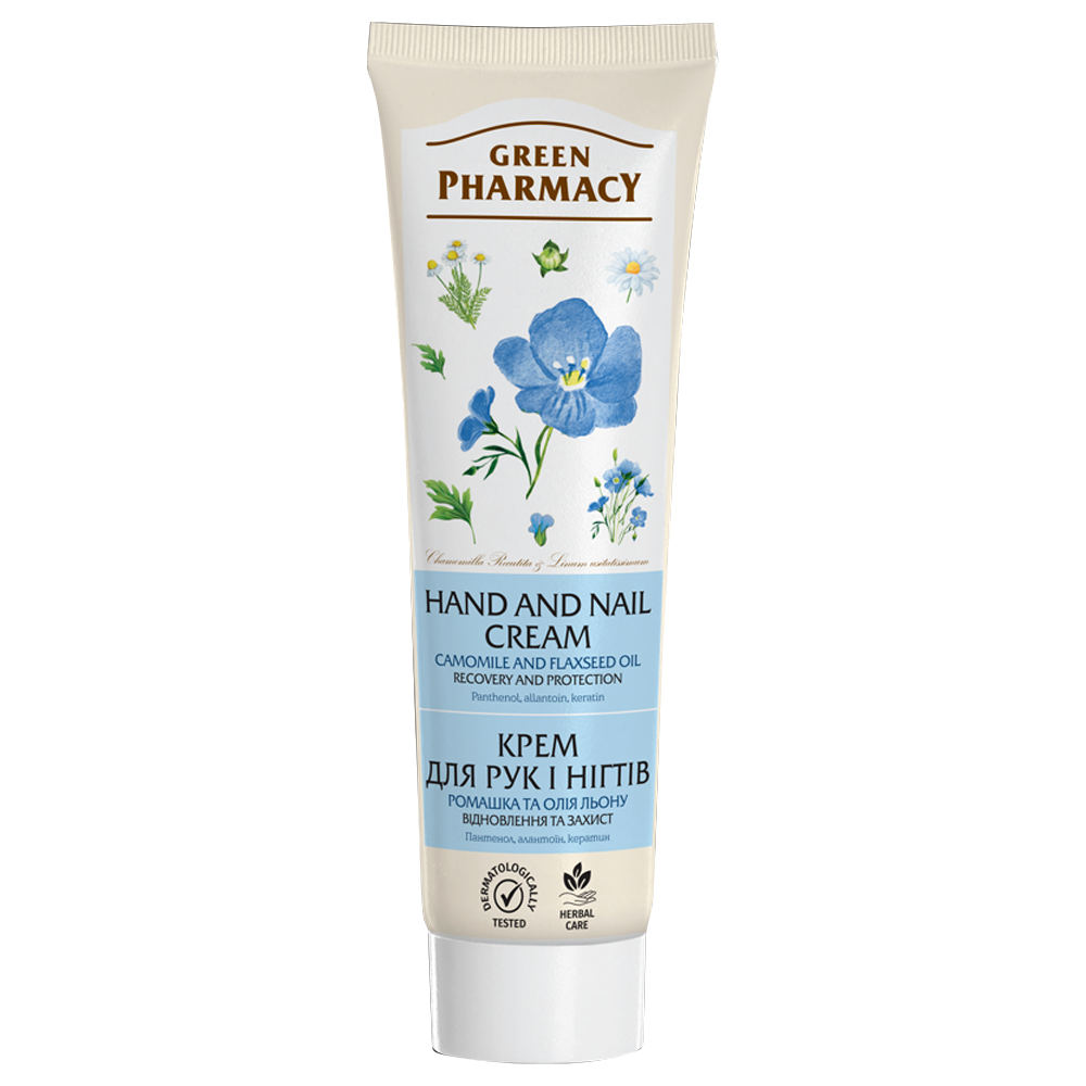 Grüne Apotheke Hand- und Nagelcreme, mit Kamille und Leinöl, 100 ml