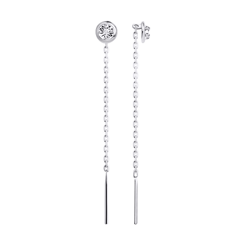 Durchzieher Ohrringe in Silber 925, mit Zirkonia, Höhe ca. 52 mm