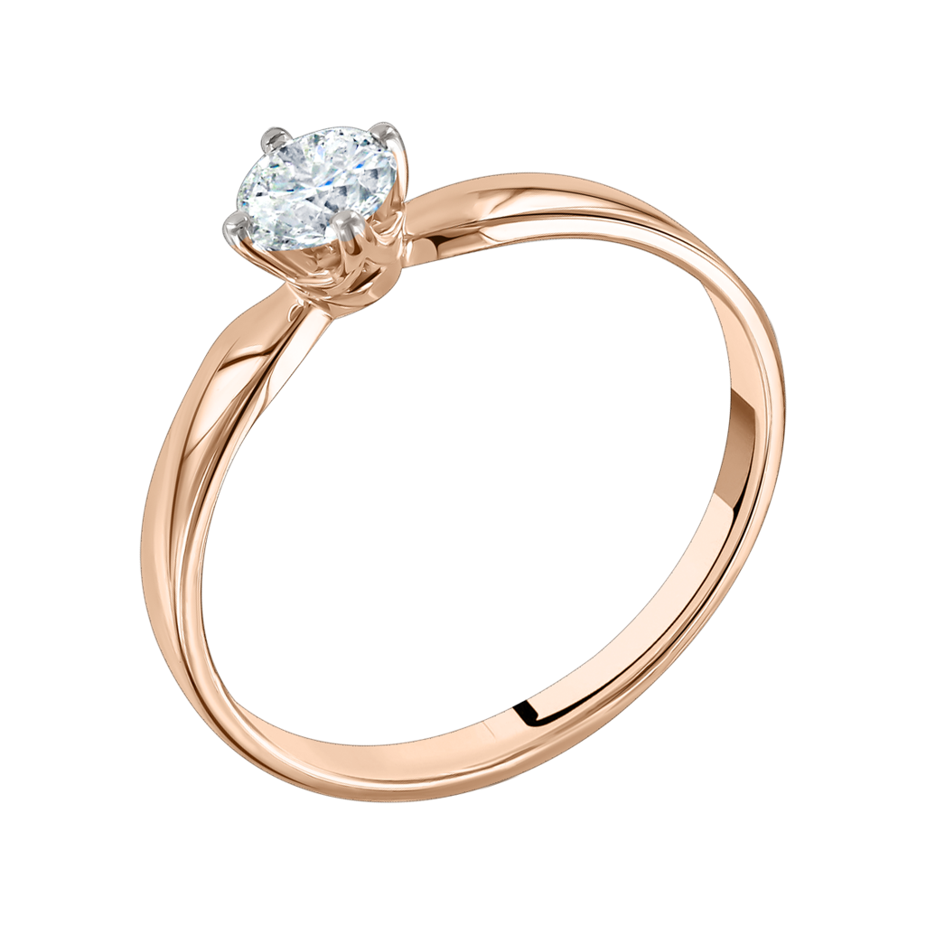 Damenring mit Brillant, Rotgold 585, Brillant 1 Stück, 0.45 ct. GSI