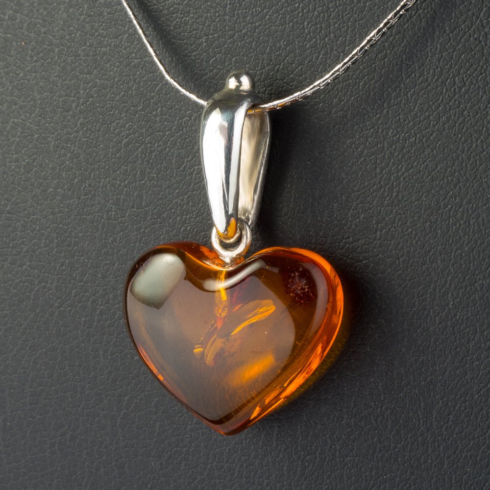 AmberProfi Bernstein-Anhänger 'Herz' aus 925 Silber