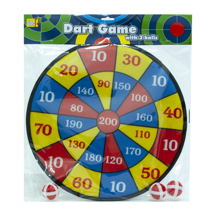 Dartscheibe für Kinder, 36cm. 3 Bälle, die an der Scheibe haften.