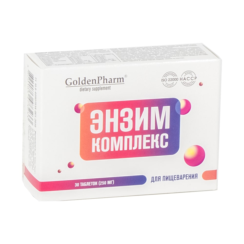 Golden Pharm Enzymkomplex für die Verdauung 30 Tabletten, 7,5 g