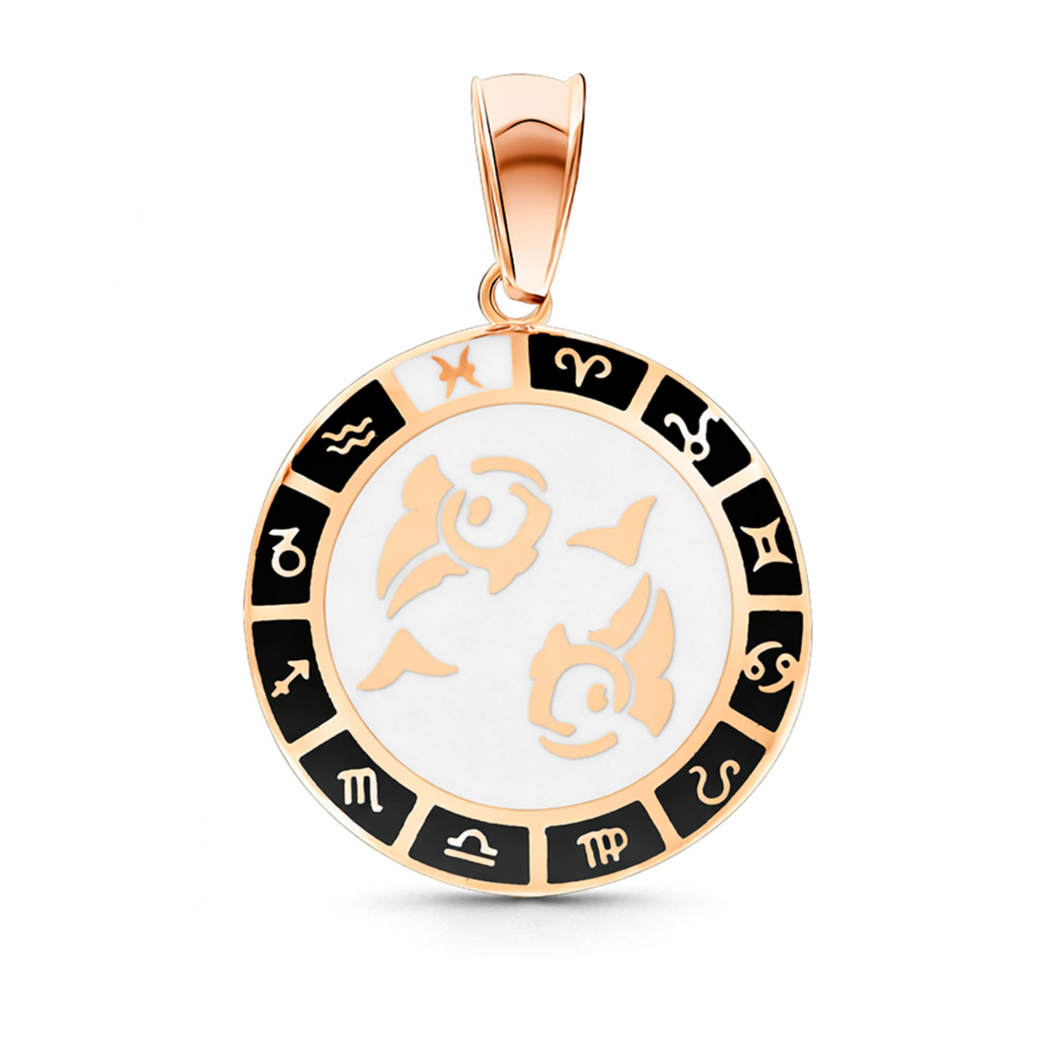 Sternzeichen Anhänger Fische aus 585 Rotgold mit Emaille