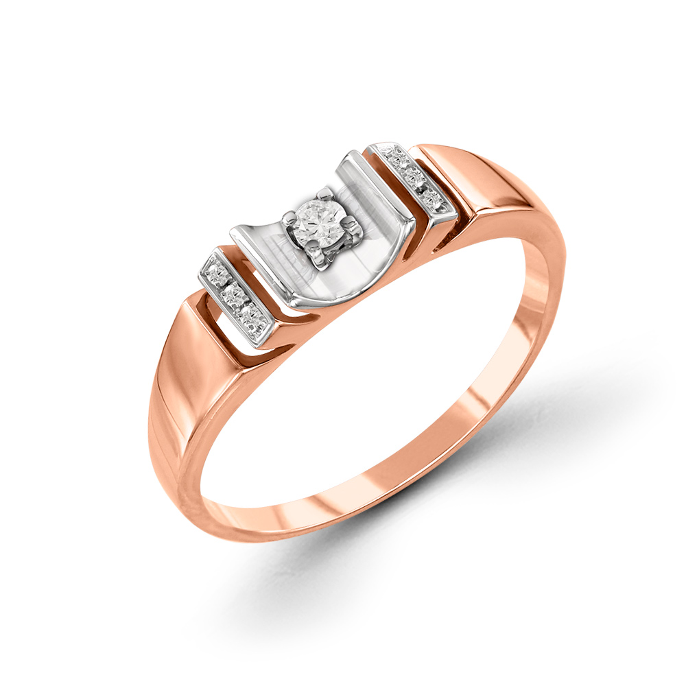 Attraktiver Damenring aus 585er Rot-/Weißgold mit Diamanten WSI 0,05 ct.