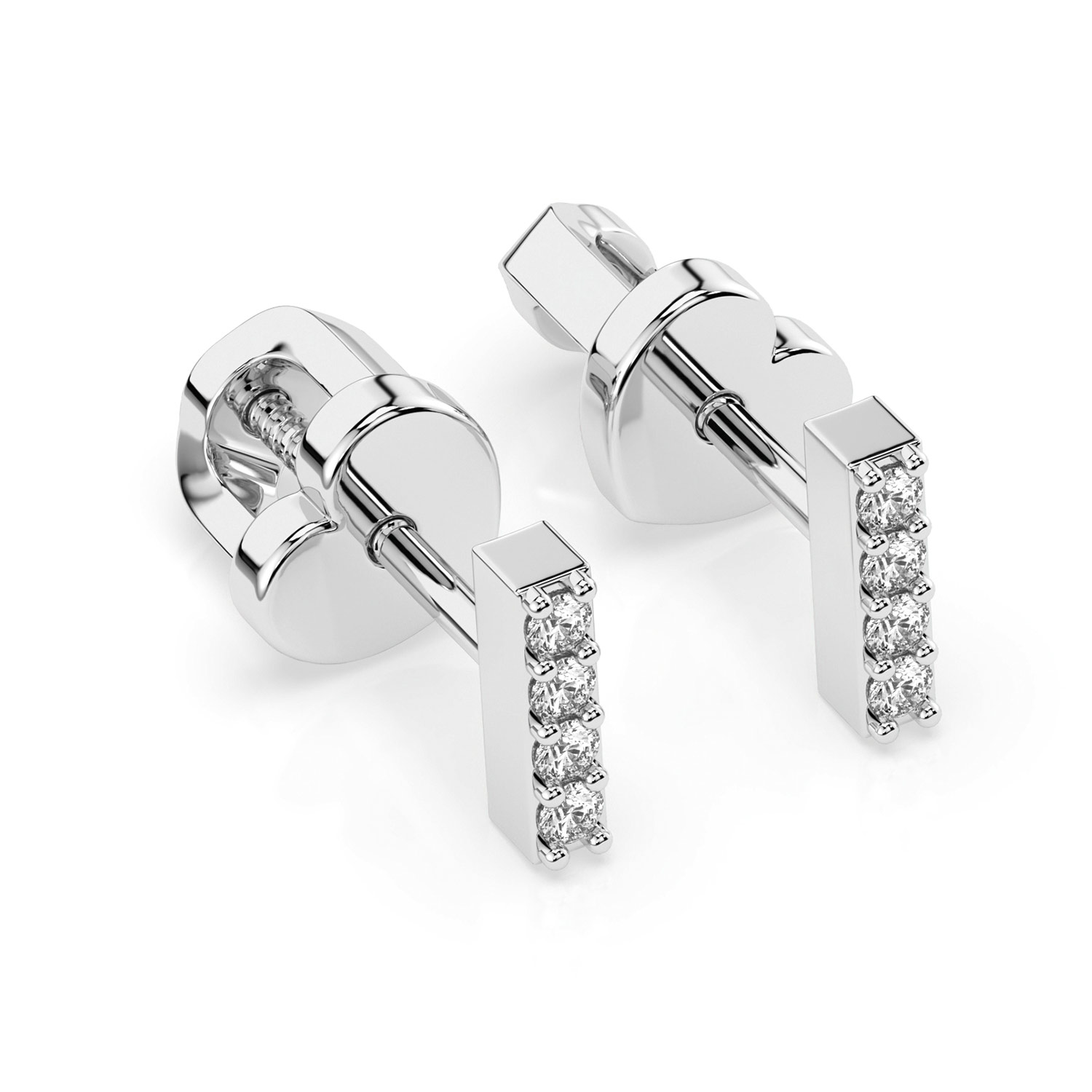 Ohrstecker aus 585 Weißgold, mit Brillanten, Höhe ca. 6 mm