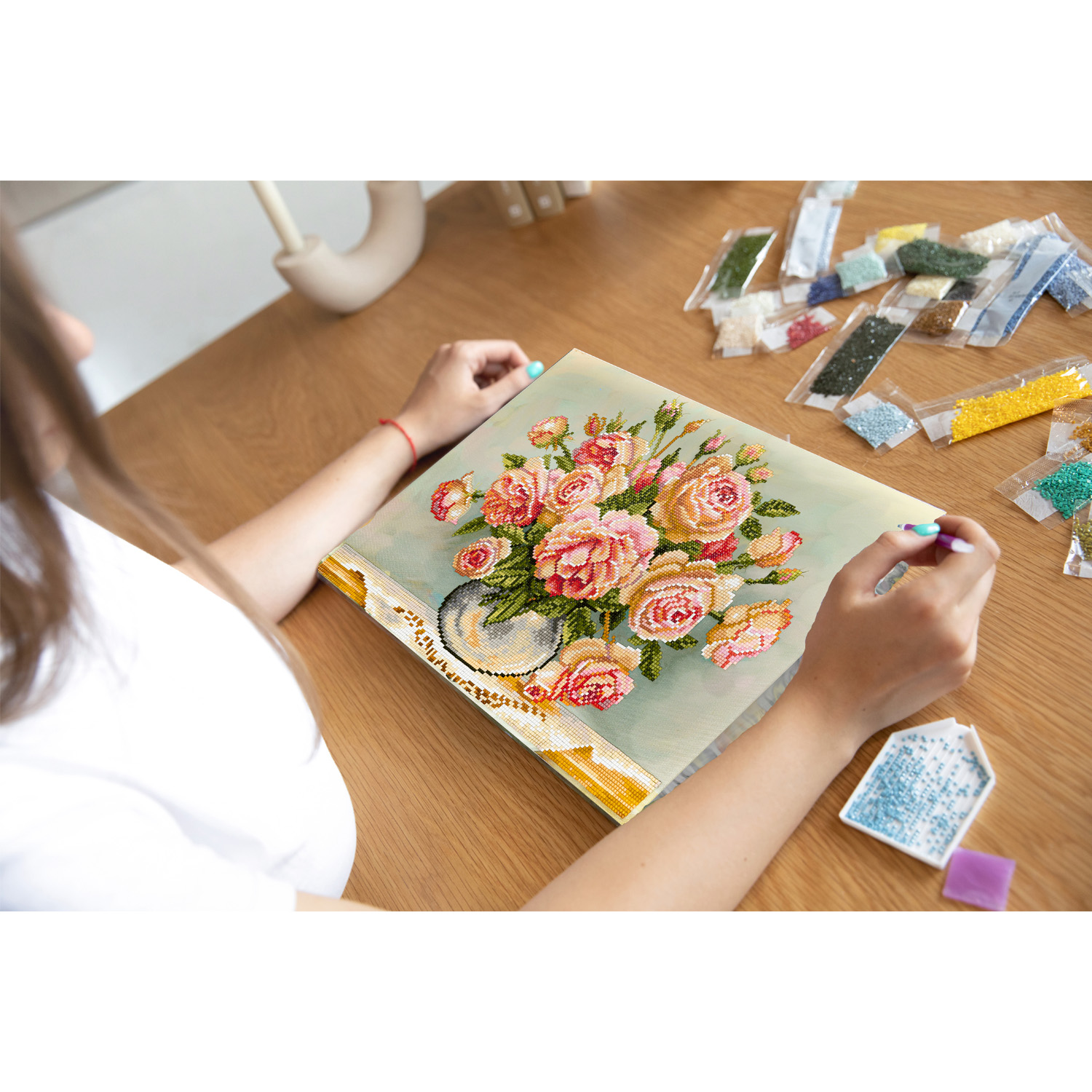 FREYA-Set: Diamond Painting "Rosen" Diamantstickerei - Technik (40 x 30 cm)