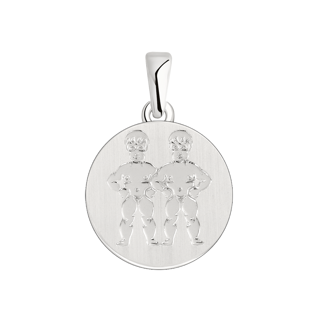Anhänger Sternzeichen Zwillinge 21.05 - 21.06, Silber 925, Durchmesser ca. 16 mm, Höhe ca. 24 mm