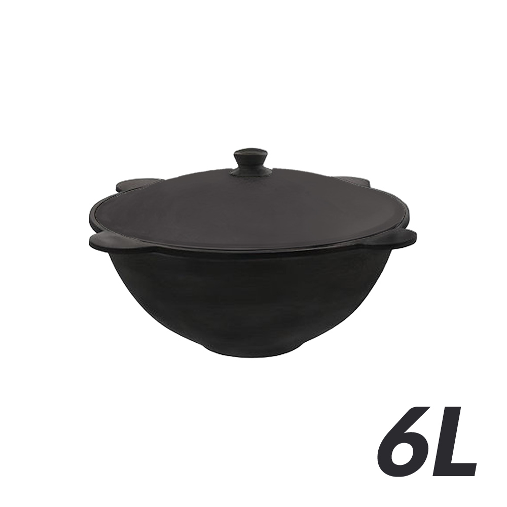Uzbekischer Kasan aus Gusseisen mit Aludeckel, 6 L