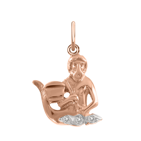 Anhänger Wassermann, Rotgold  585, Zirkonia,  Höhe ca. 24 mm, ca. 1,4 gr.