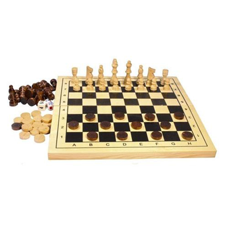 Schach-, Dame- & Backgammonspiel (Nardy) 3-in-1