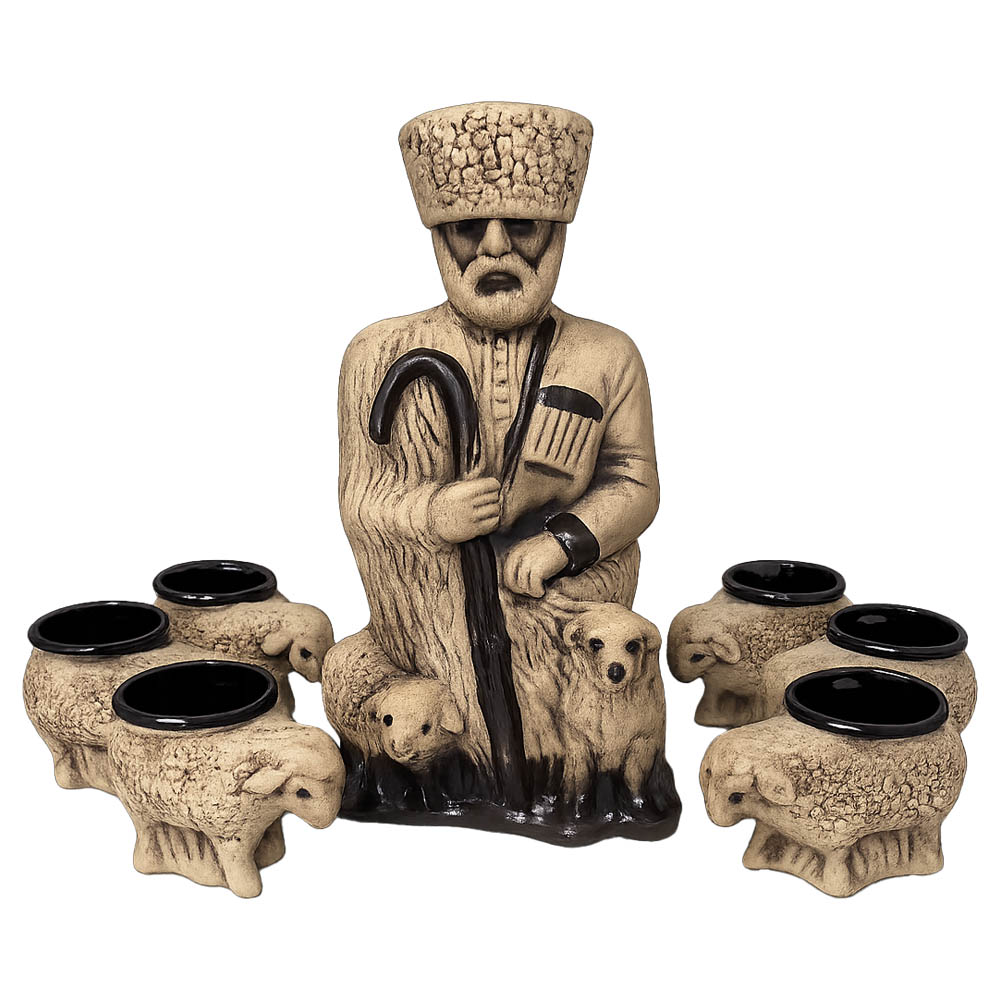 Keramik-Wein-Set „Pastukh“, mit Stauf 1,5 L + 6 Gläser