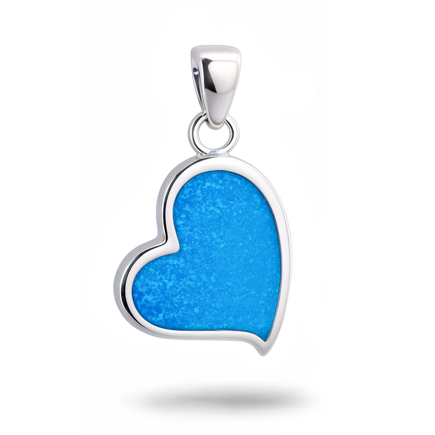 Halskette und Herz-Anhänger aus 925 Silber mit Opal