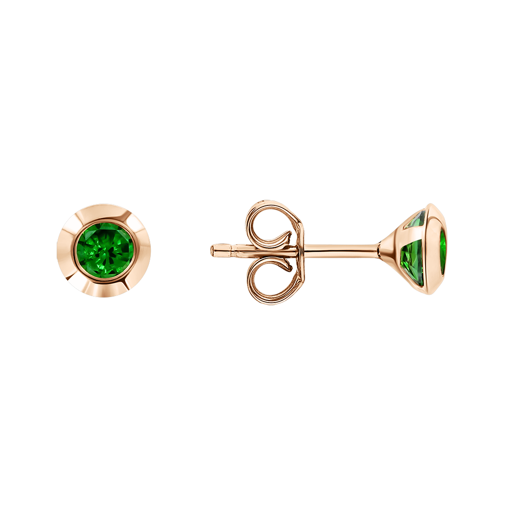 Edle Ohrstecker aus Rotgold 585 mit grünem Zirkonia, Ø ca. 5 mm