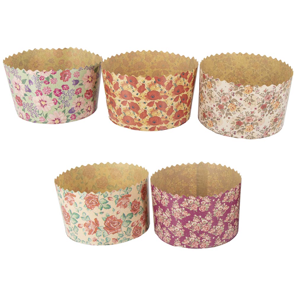 Backformen-Set für Osterkuchen "Blumen" - 5 Stück, aus Backpapier (H 8,5 cm, ∅ 13 cm)