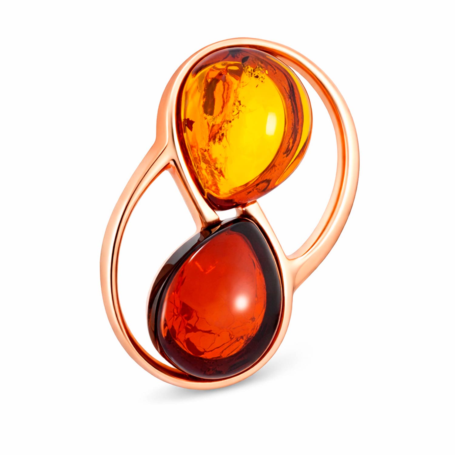 Anhänger rosévergoldet aus 925 Silber mit Kirsch- und Cognacbernstein