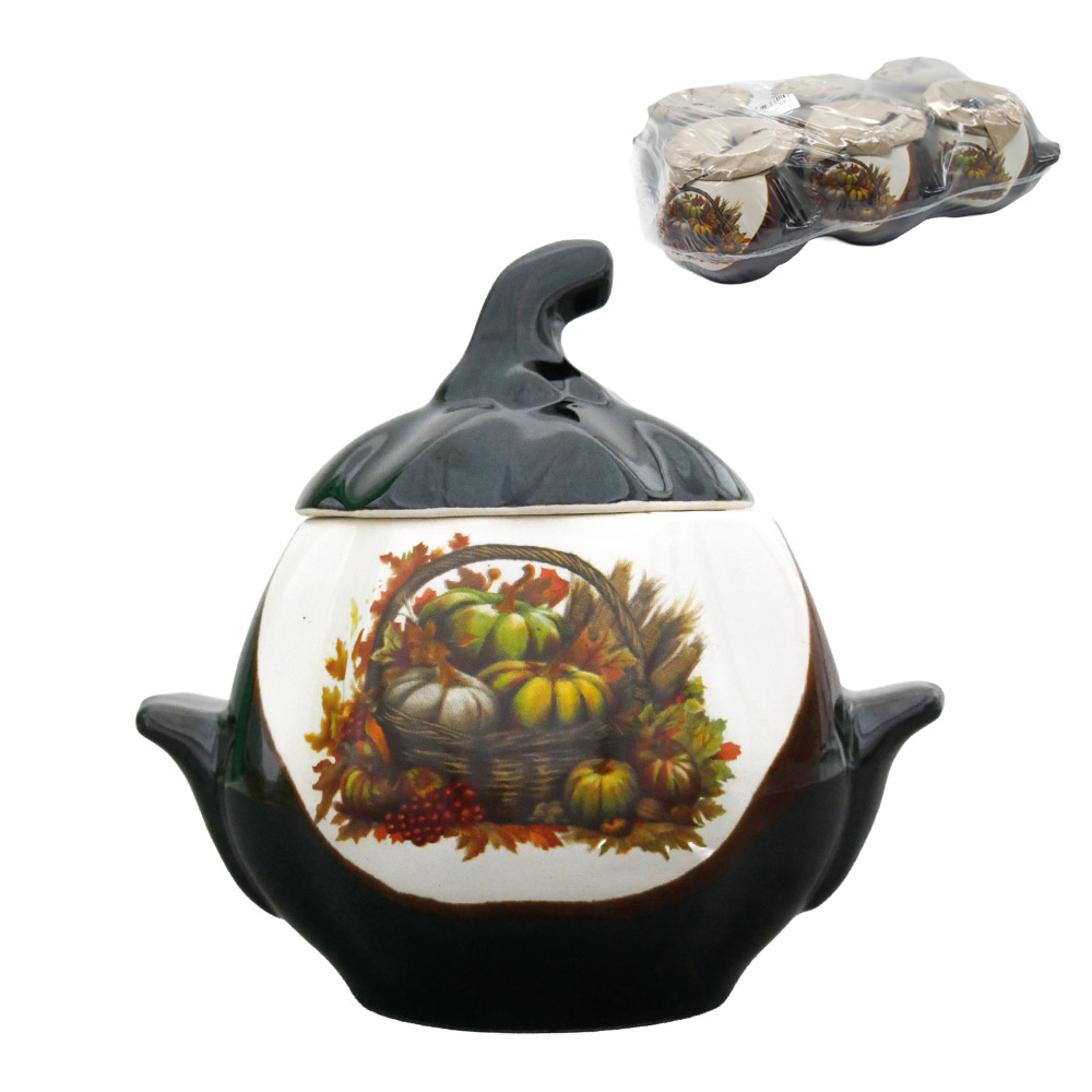 Backtopf-Set Kürbis mit Henkeln, 0,75 l, mit Kürbis-Dekor (Set mit 6 Töpfen)